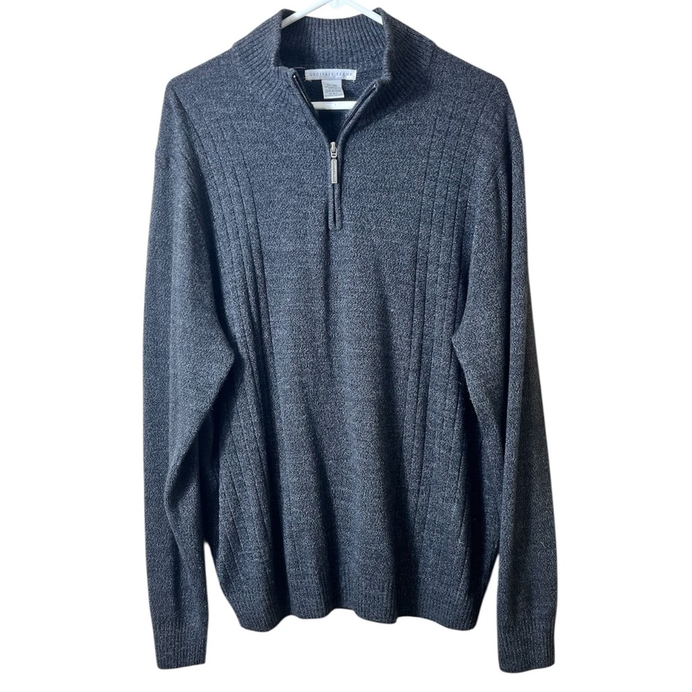 Geoffrey Beene Charcoal 1/4 Zip‎ Sweater Size XL Academia Preppy Casual